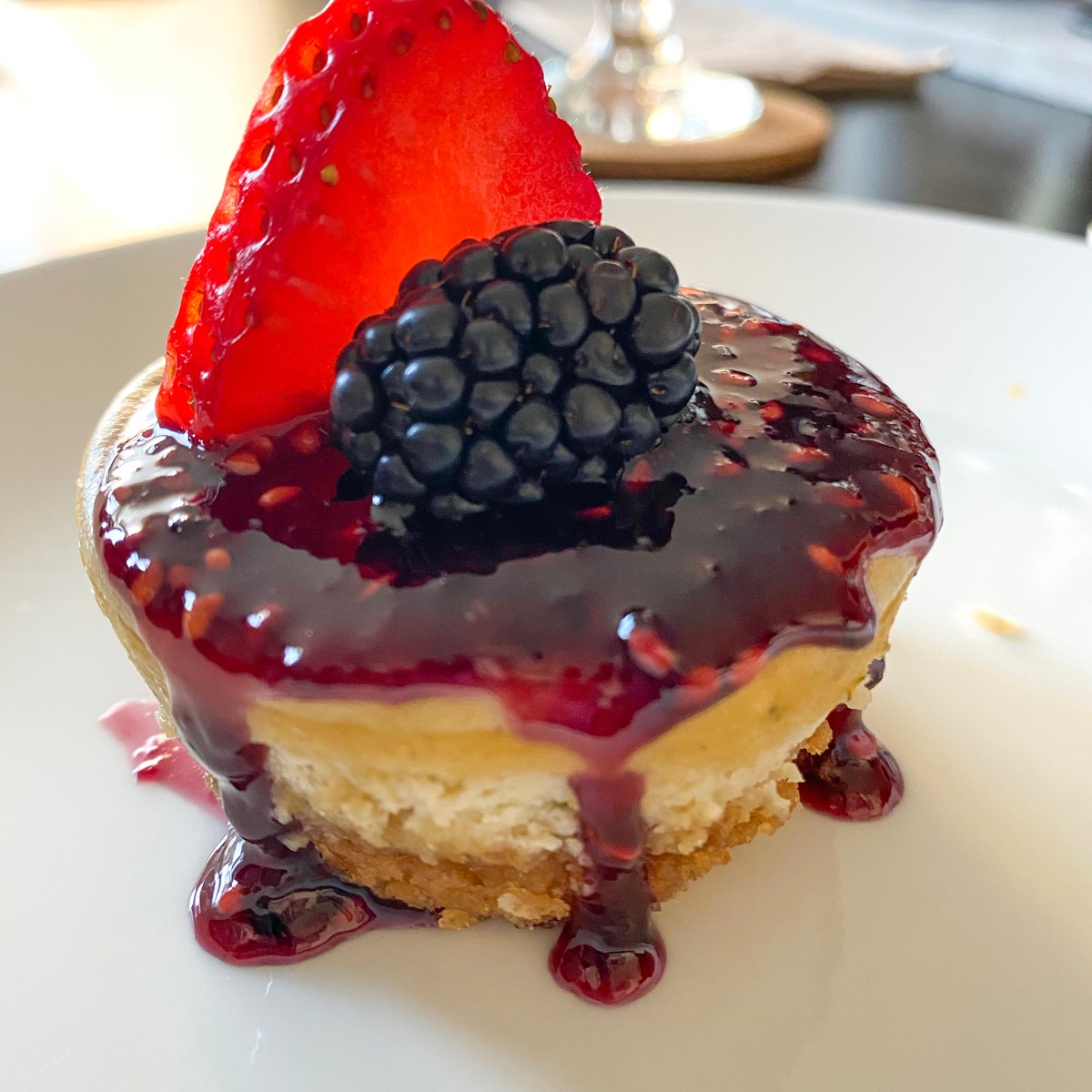 Mini Lavender Cheesecakes with Blackberry&nbsp;Coulis